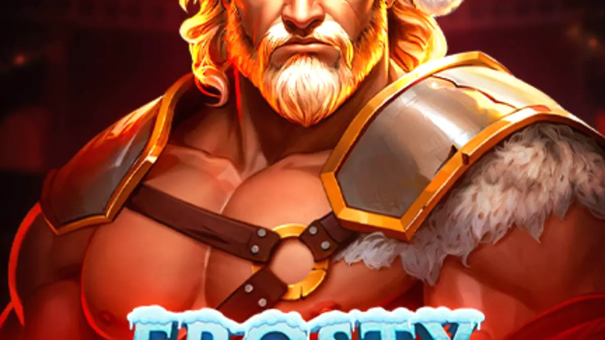 Tampilan visual slot Frosty Rage dengan tema Natal dan gladiator
